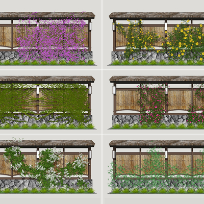  新中式藤蔓植物su模型 