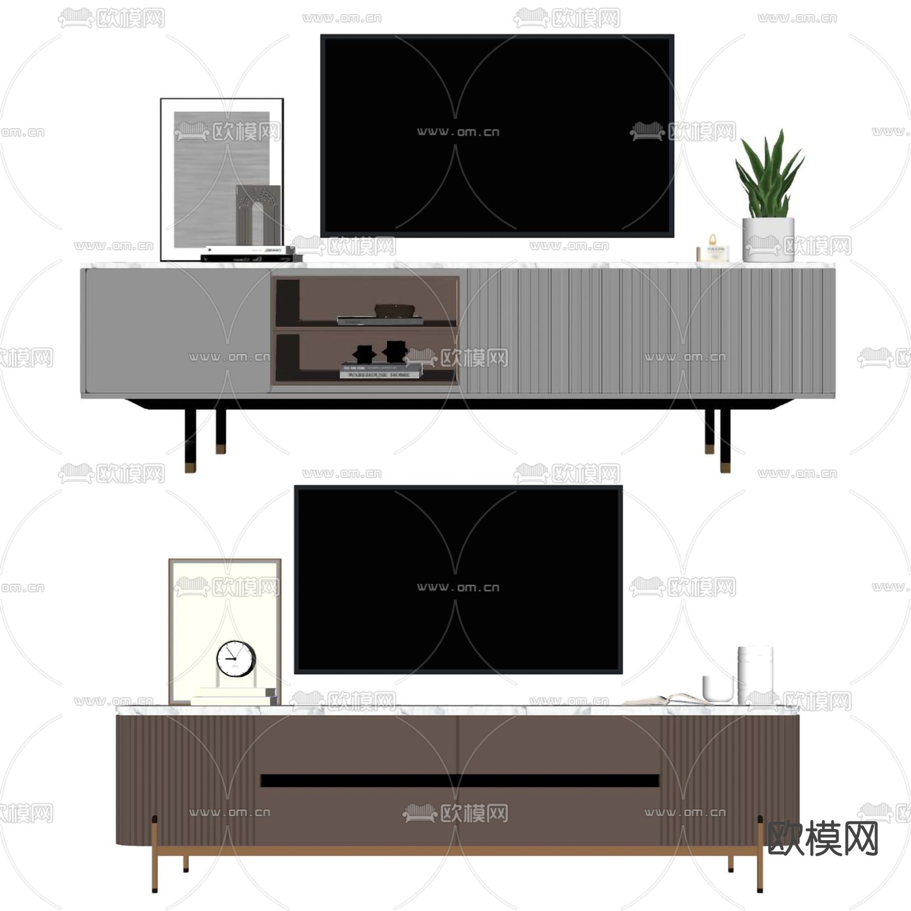 现代电视柜su模型