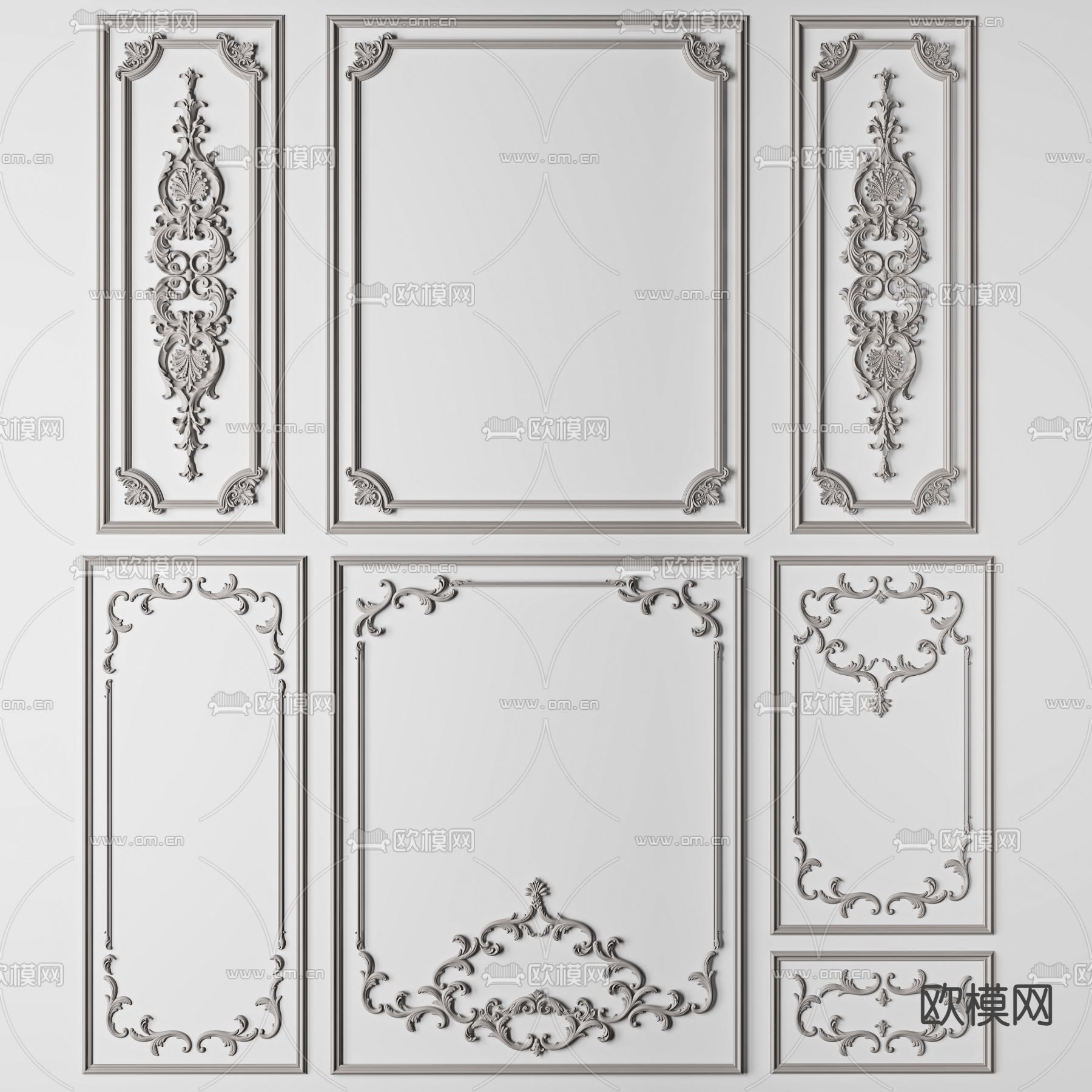 欧式石膏雕刻角线线条3d模型下载