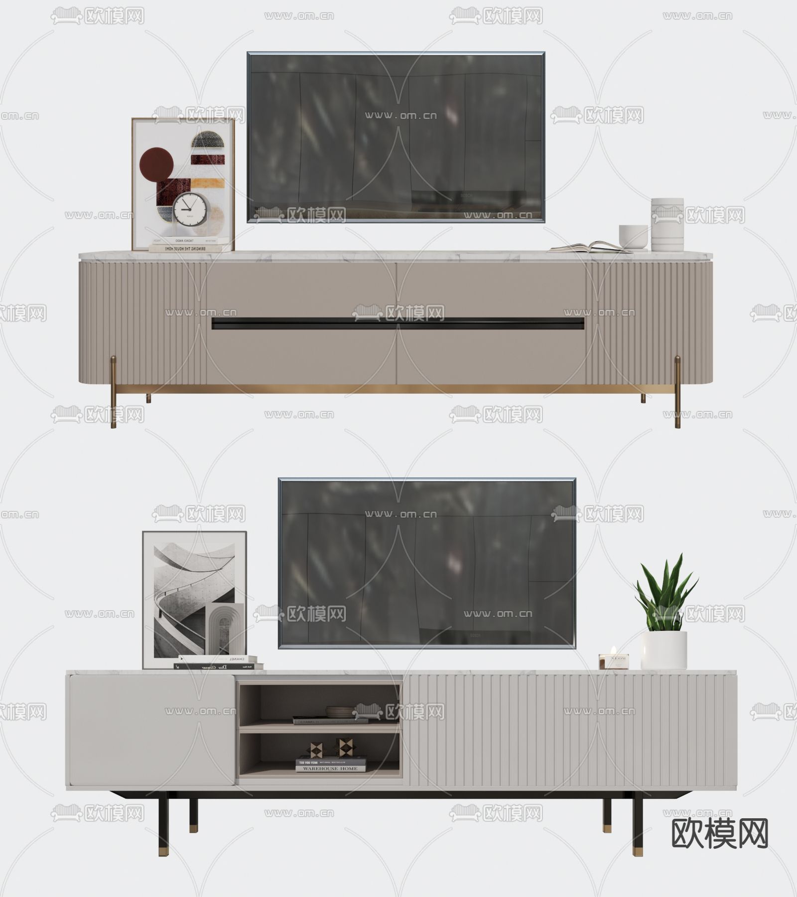 现代电视柜su模型