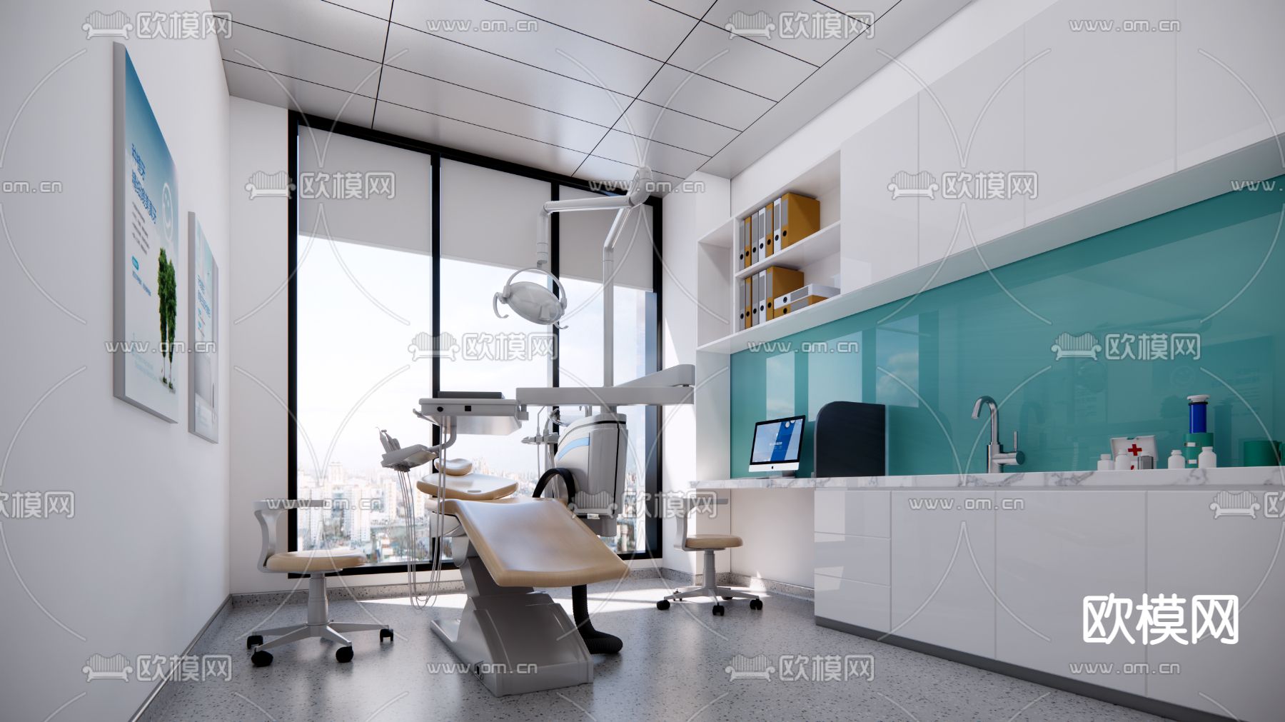 现代牙科诊疗室su模型下载（渲染图1）