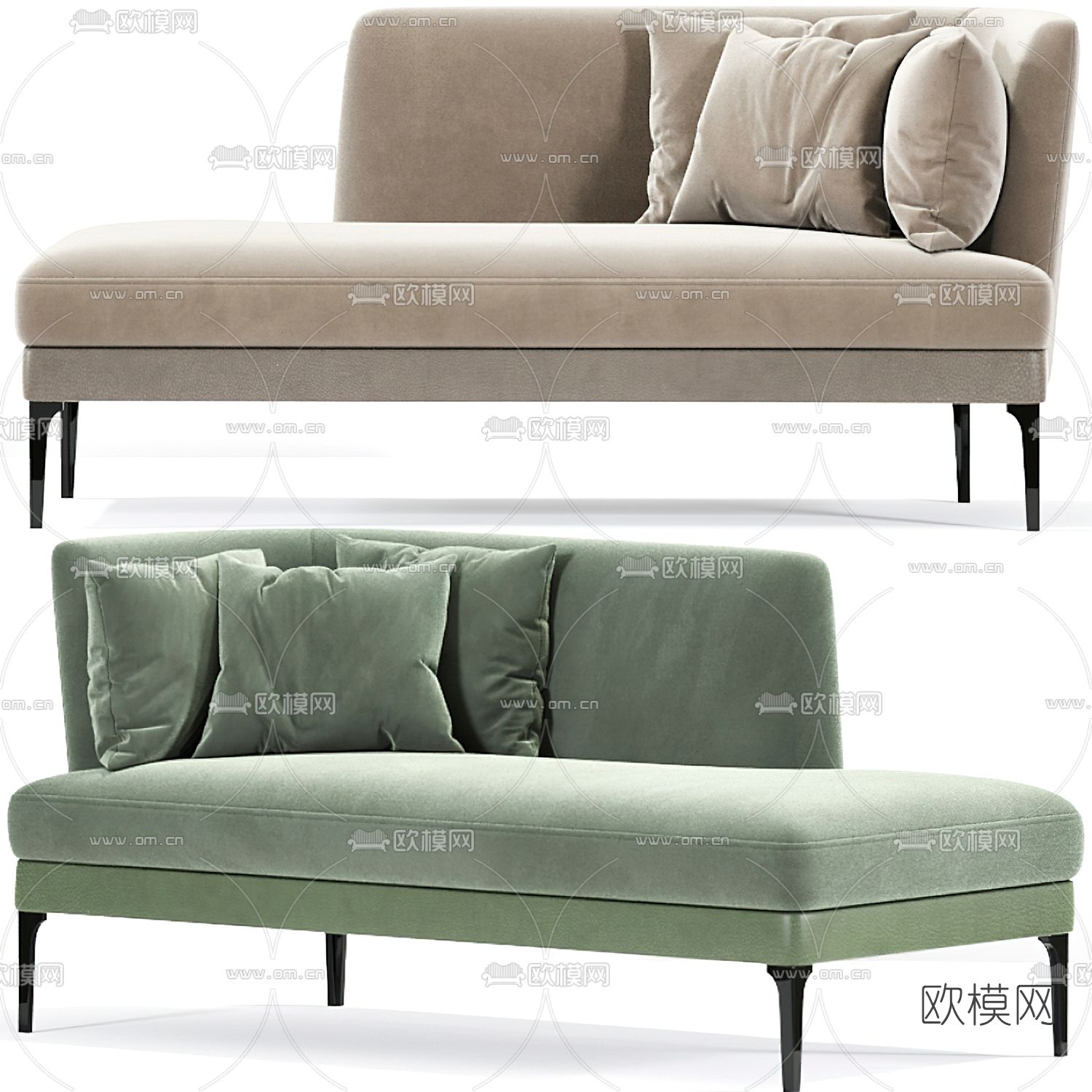 现代布艺贵妃椅3d模型下载