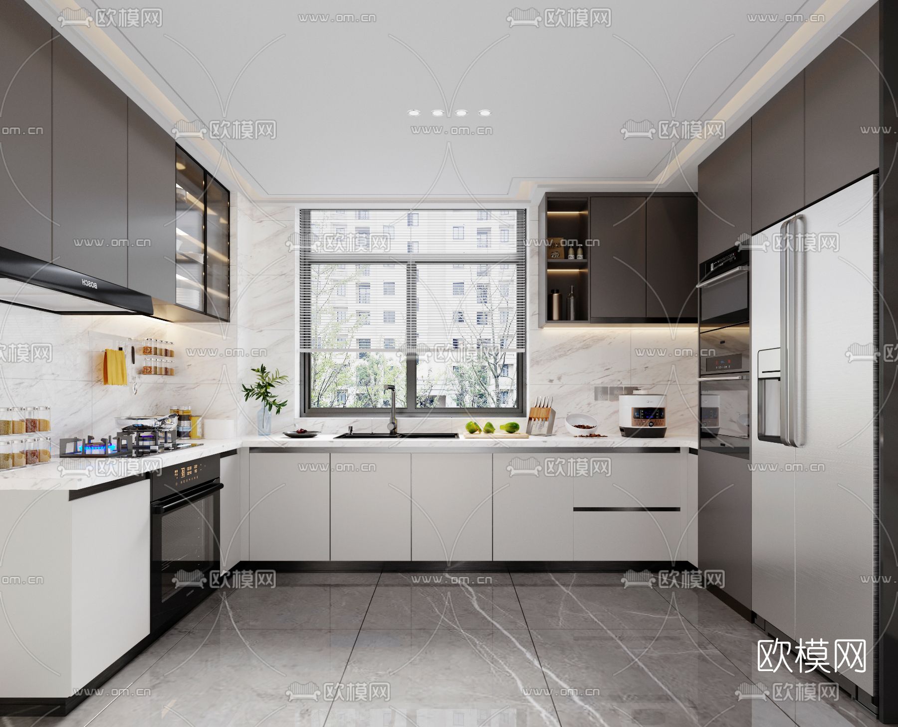 现代厨房3d模型下载