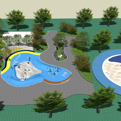  现代儿童游乐公园su模型 