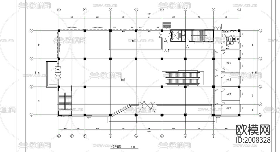 商場建筑cad施工圖下載(渲染圖3)