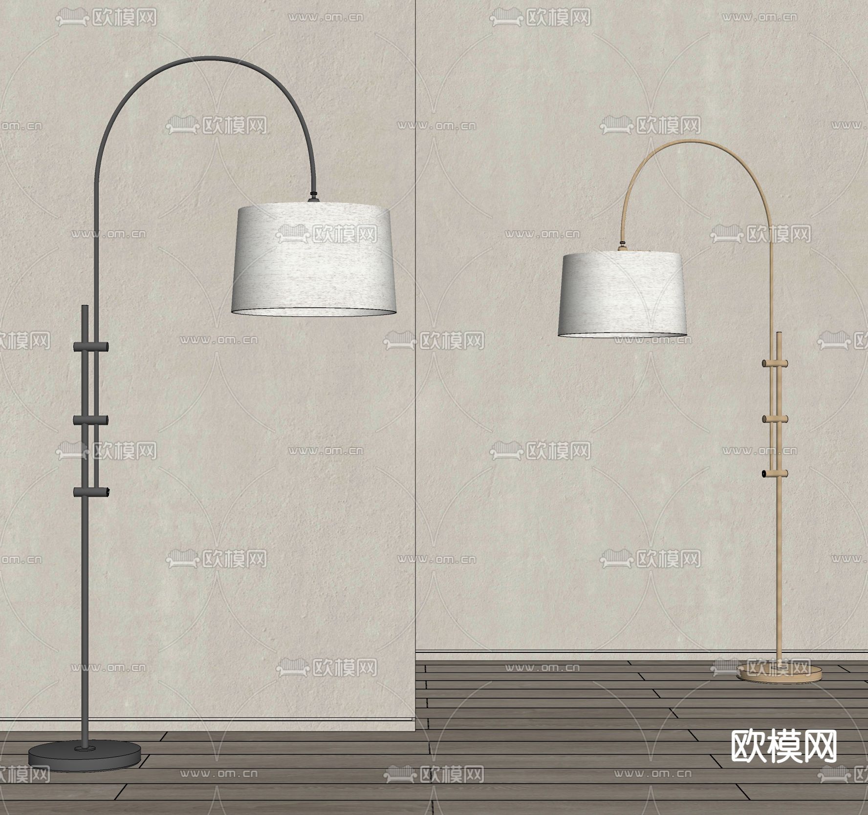 现代落地灯su模型下载（渲染图2）