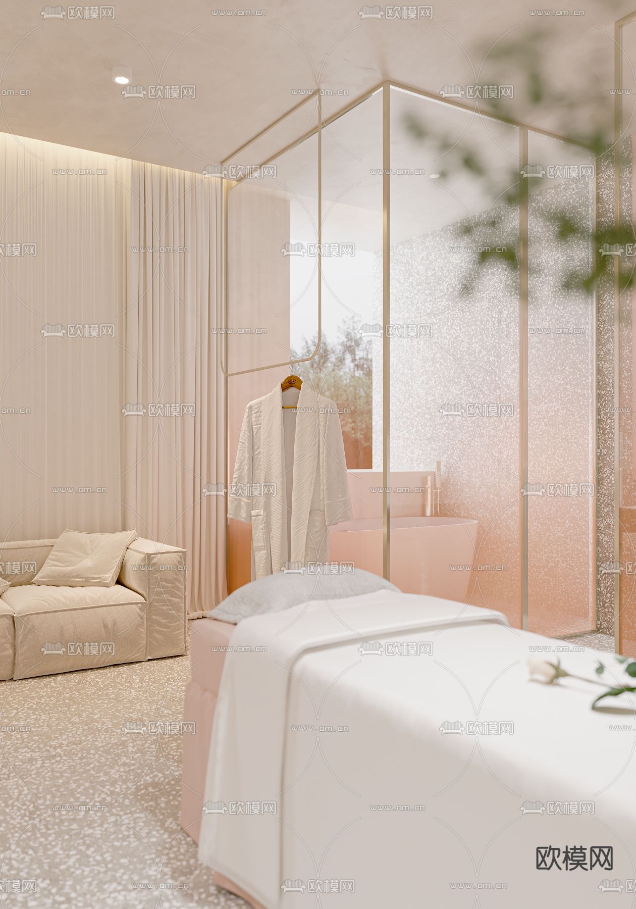 现代SPA护理间3d模型下载（渲染图2）