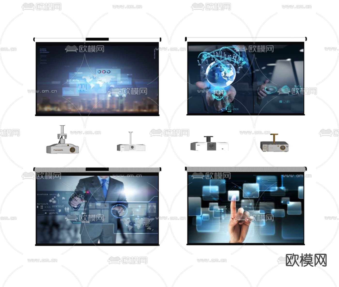 现代投影幕布su模型