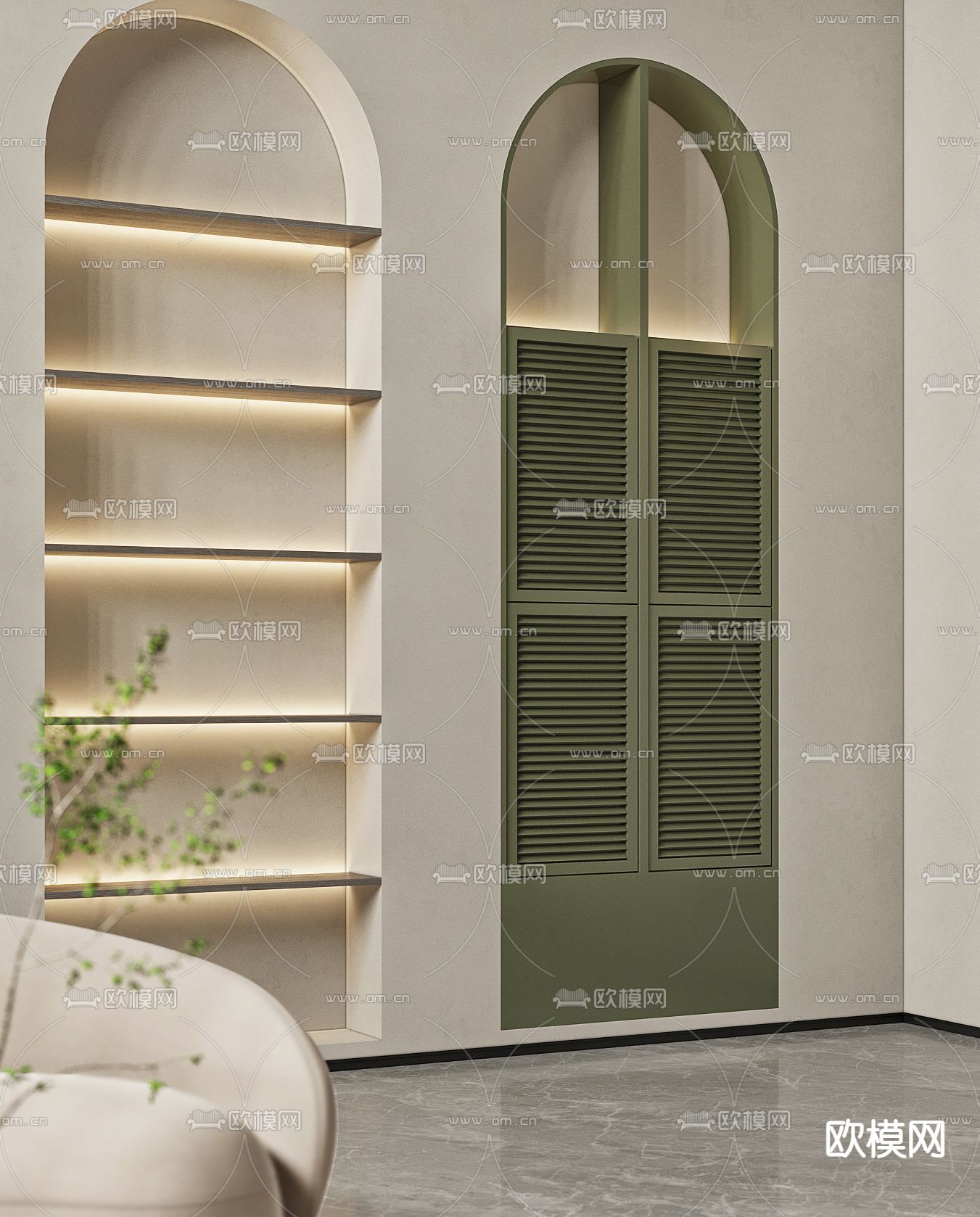 简欧地下室休闲健身区3d模型下载（渲染图2）