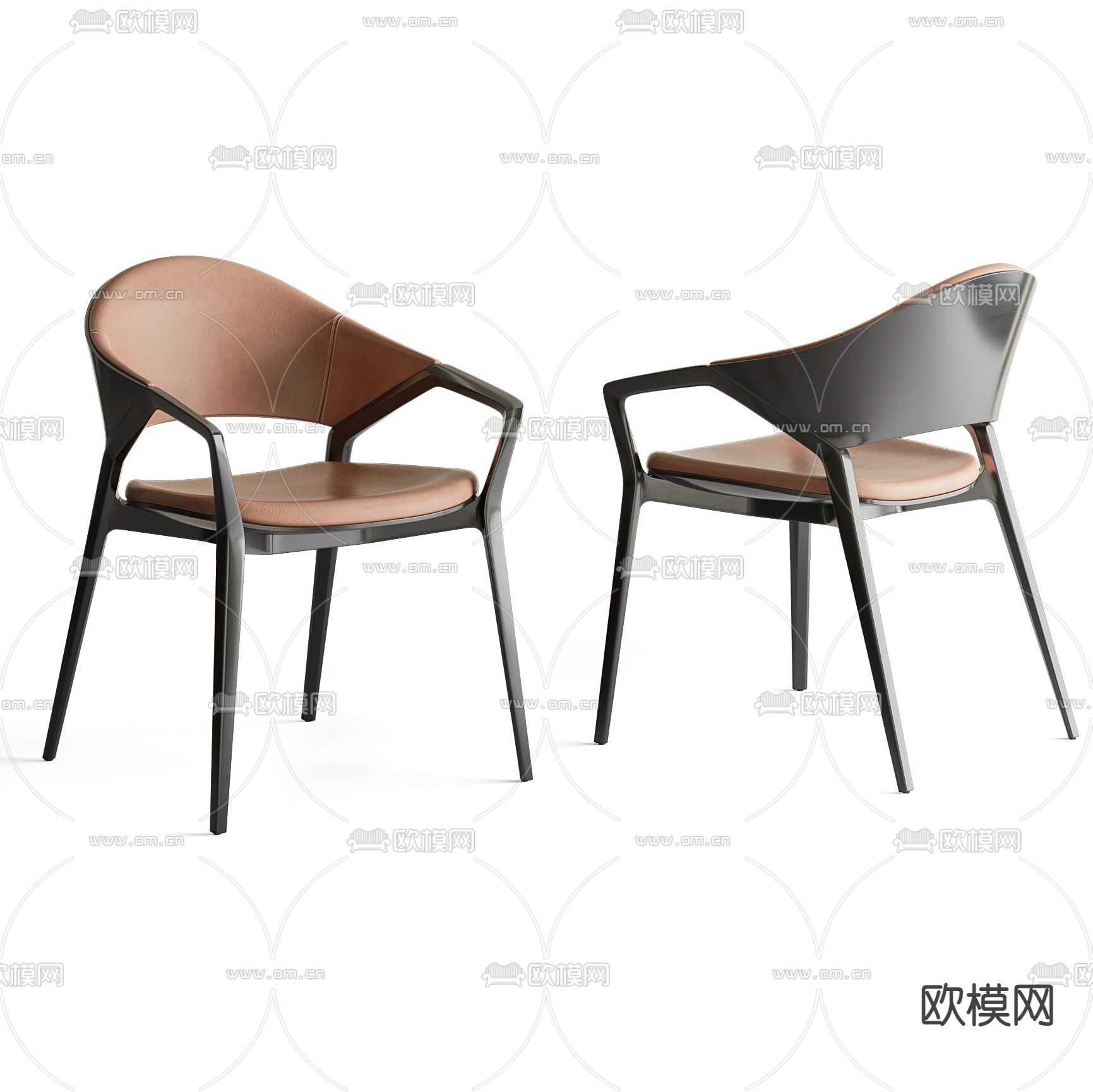 新中式皮革休闲椅3d模型下载