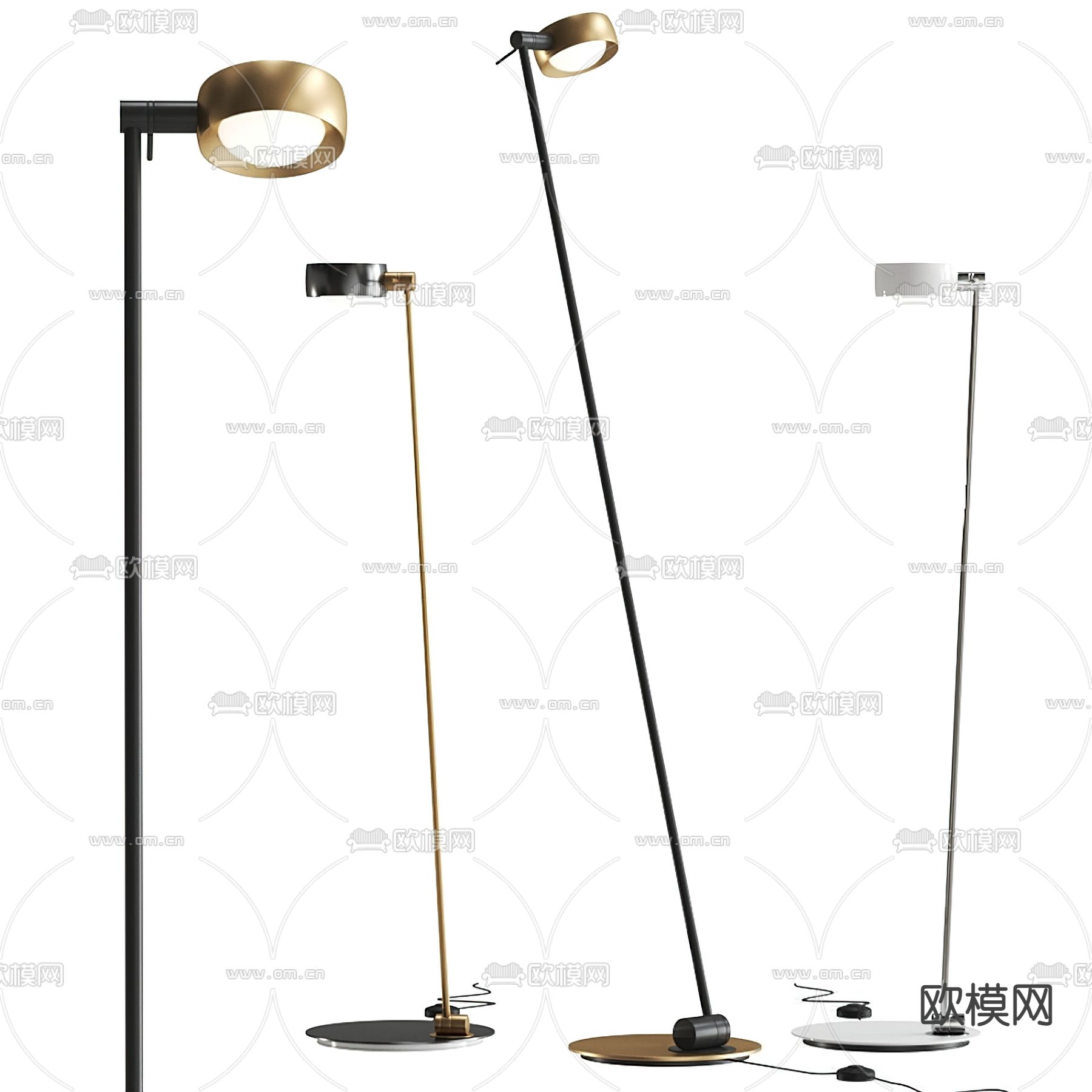 现代金属简约落地灯3d模型下载