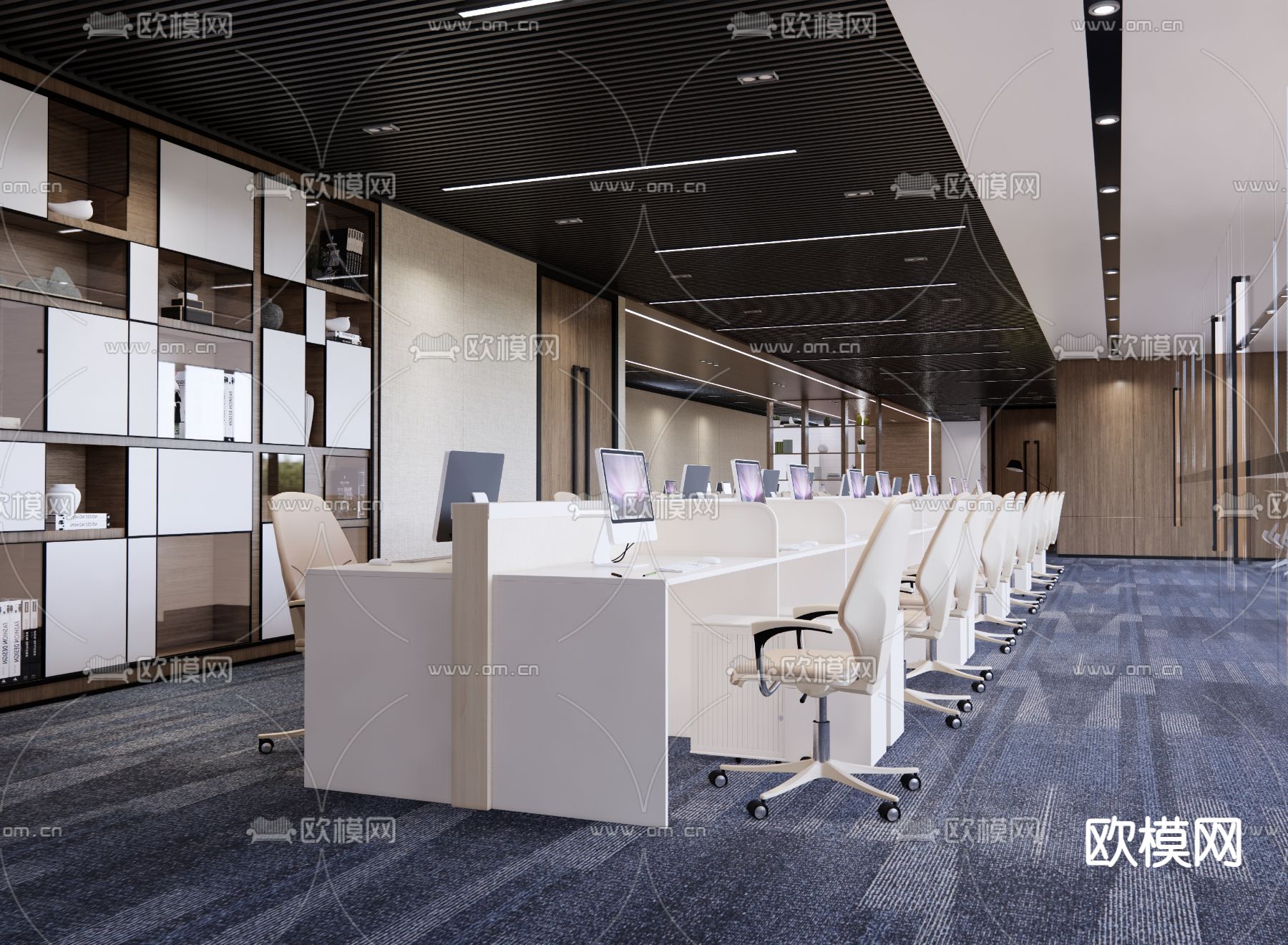 现代办公区su模型