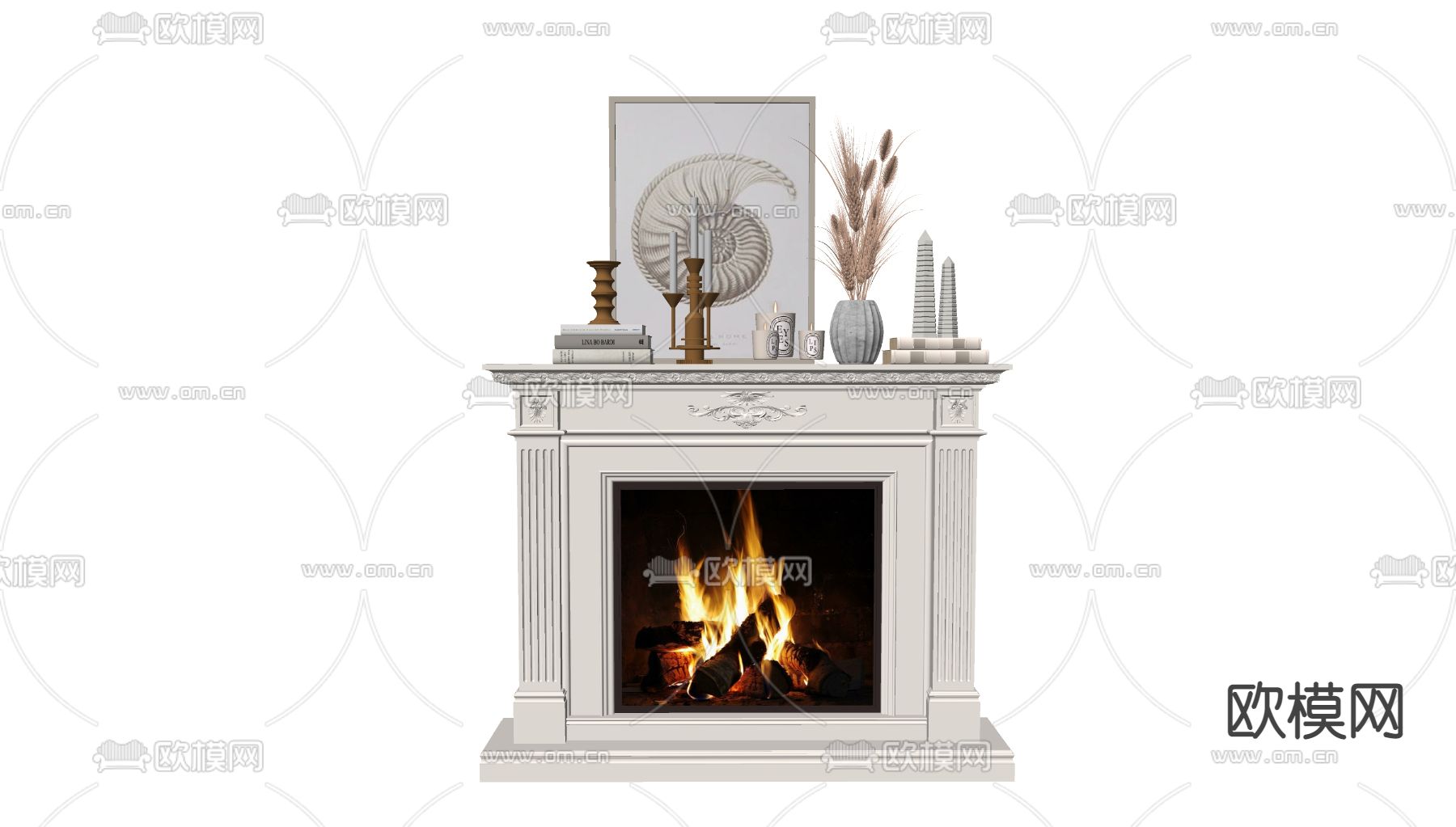 简欧壁炉su模型下载