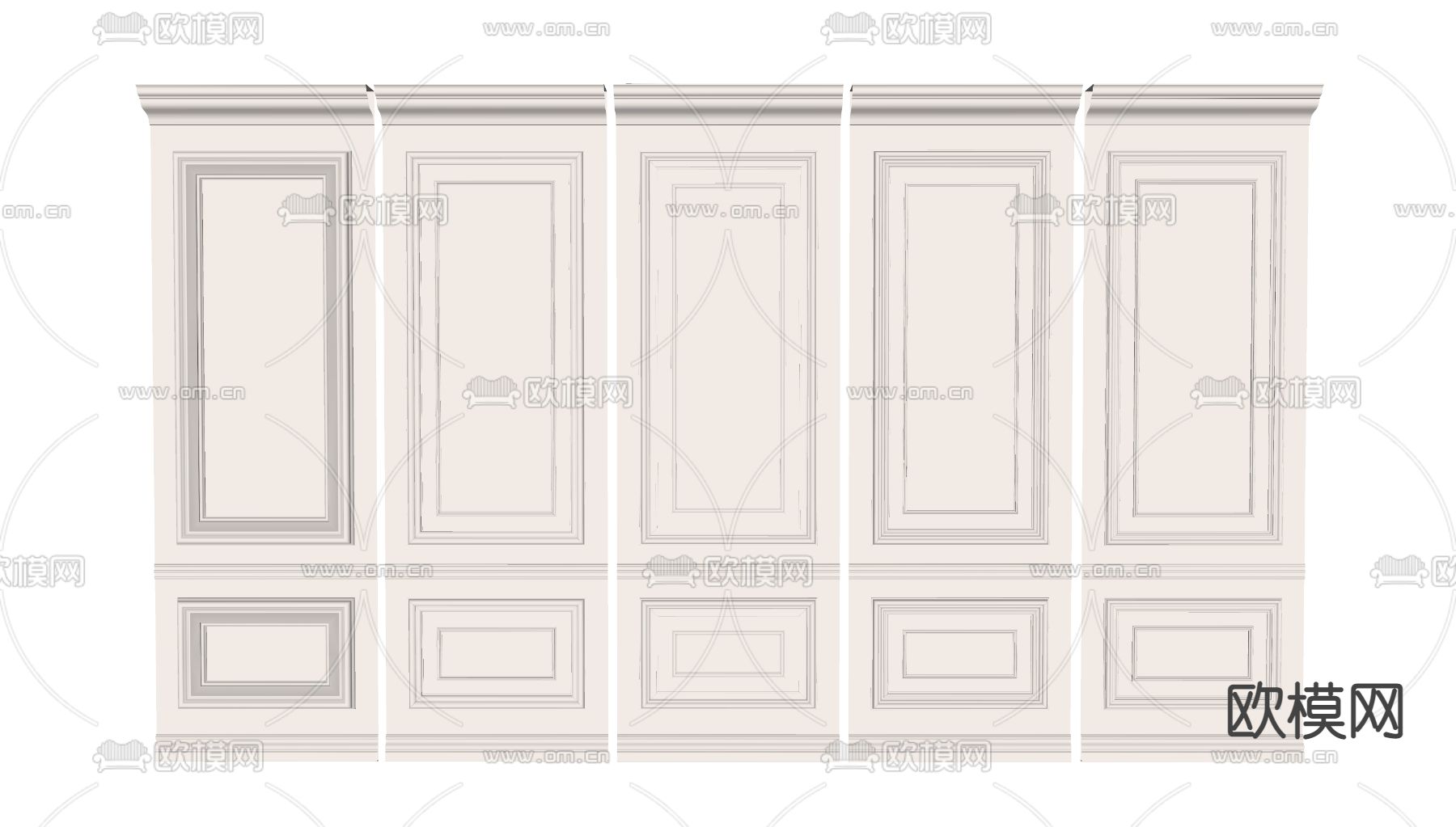 简欧护墙板su模型下载