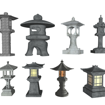  新中式庭院灯su模型 