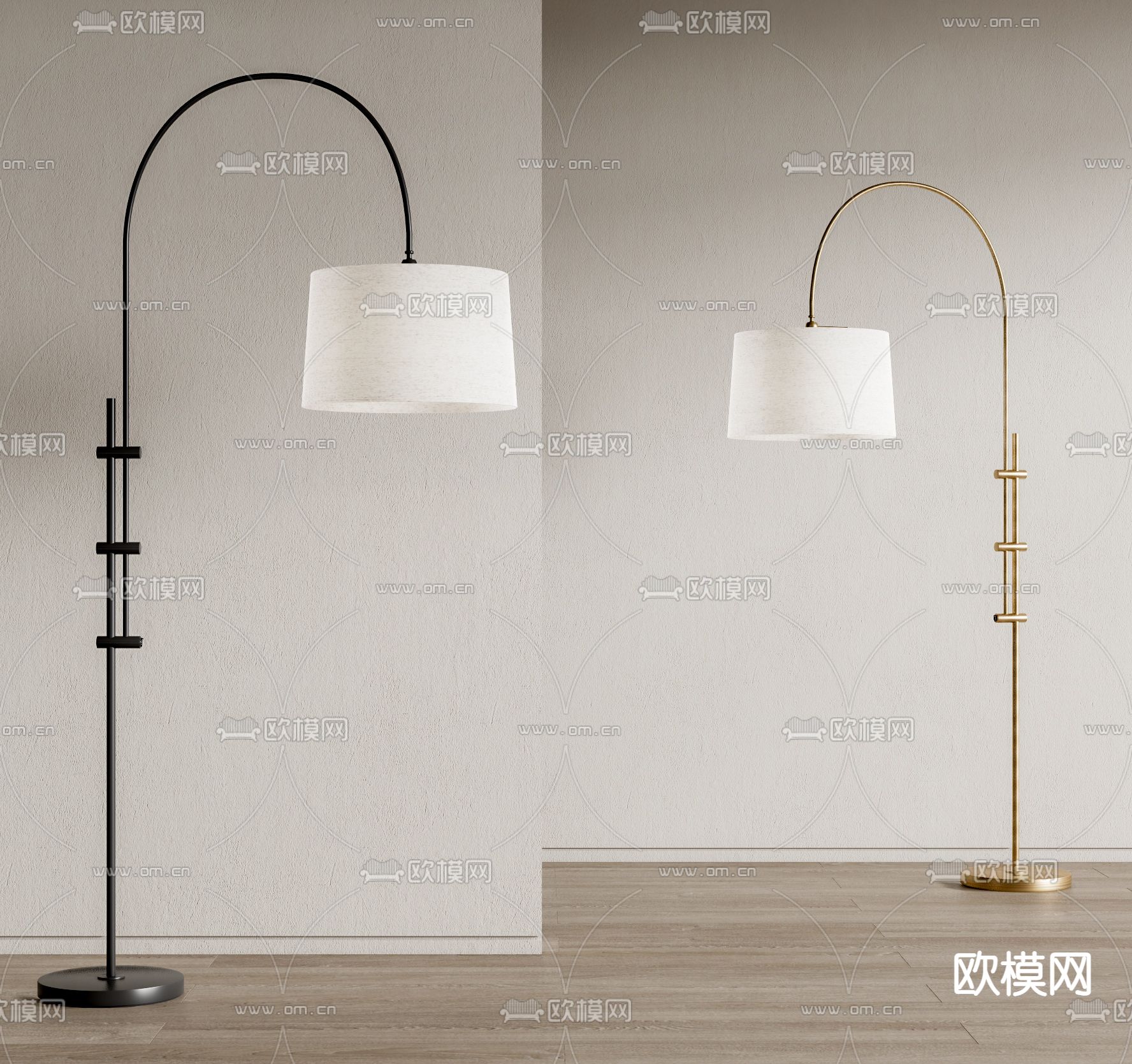 现代落地灯su模型下载（渲染图1）