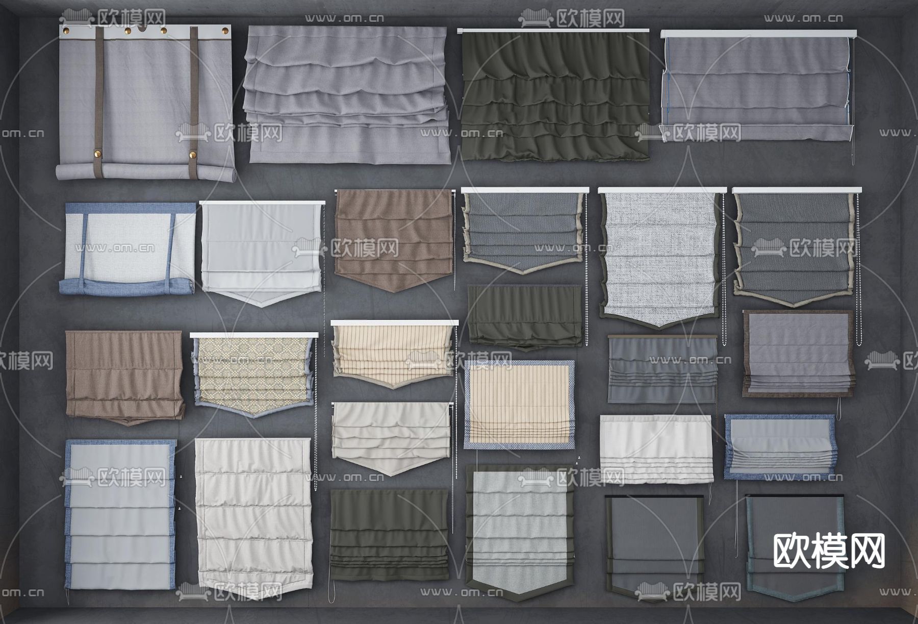 北欧布艺窗帘su模型下载（渲染图1）