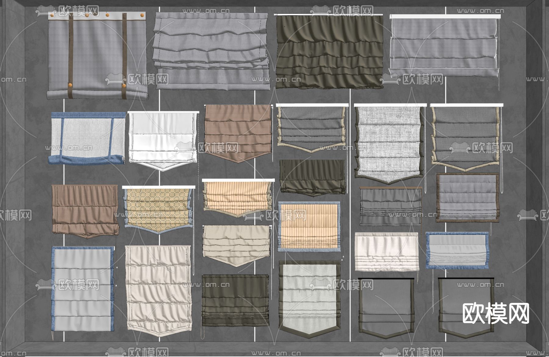 北欧布艺窗帘su模型下载（渲染图2）