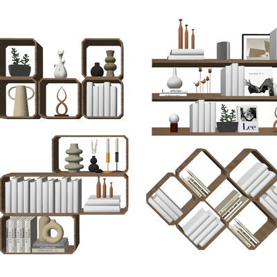  现代置物架su模型 