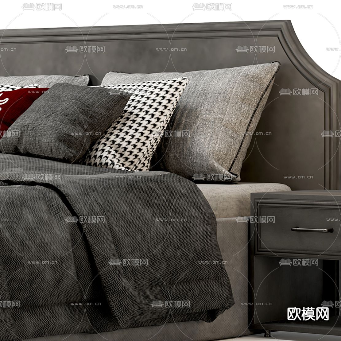 TON 双人床3d模型下载（渲染图2）