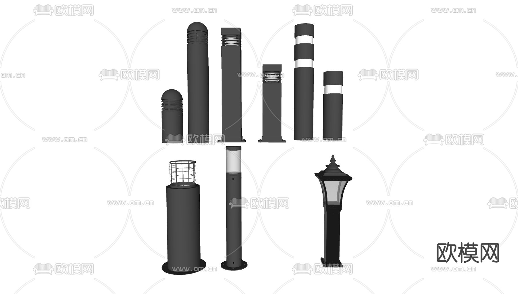 现代庭院灯su模型下载