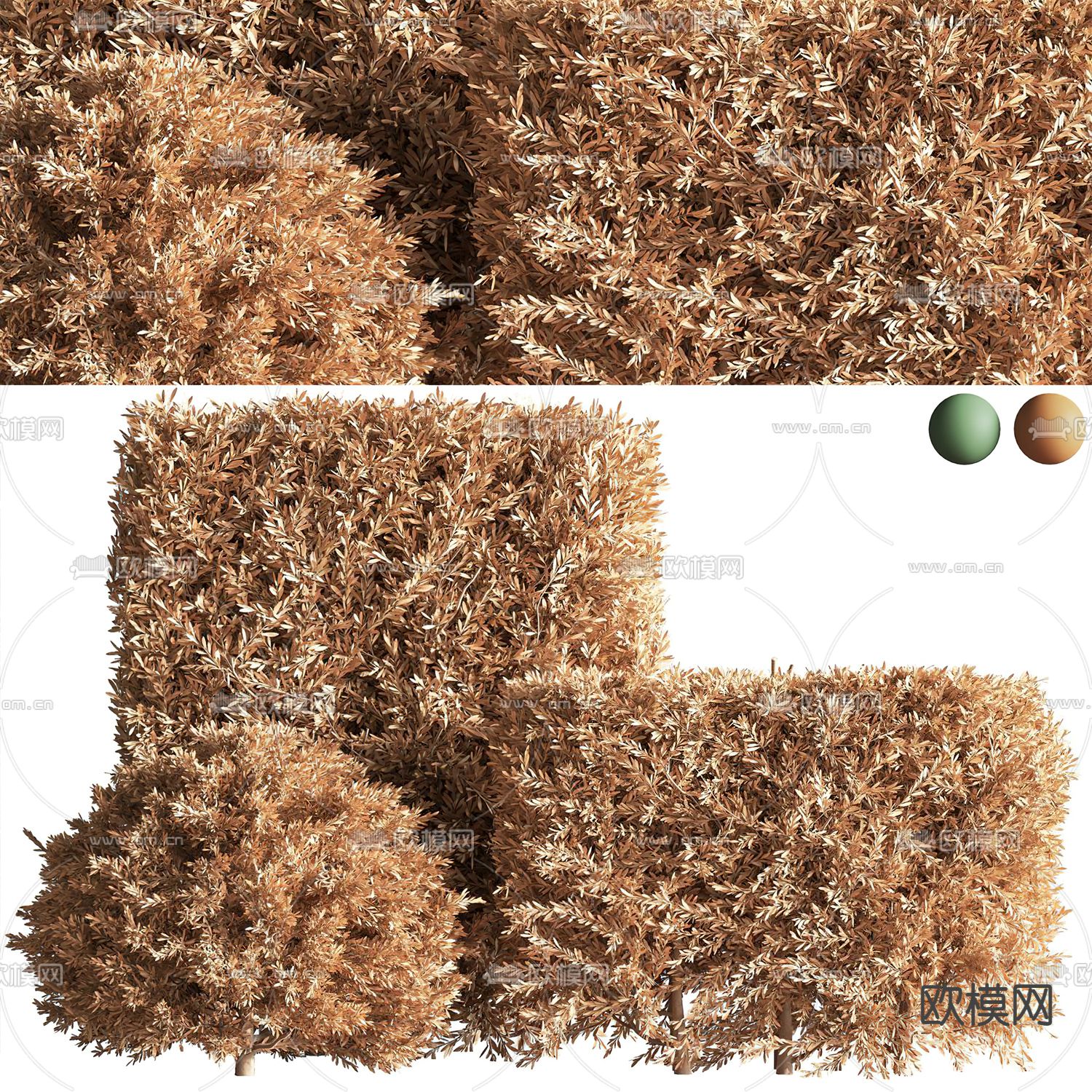 现代绿植枯枝灌木丛3d模型下载（渲染图1）