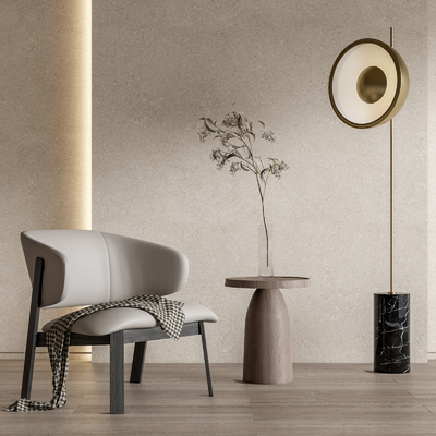 现代皮革休闲椅su模型