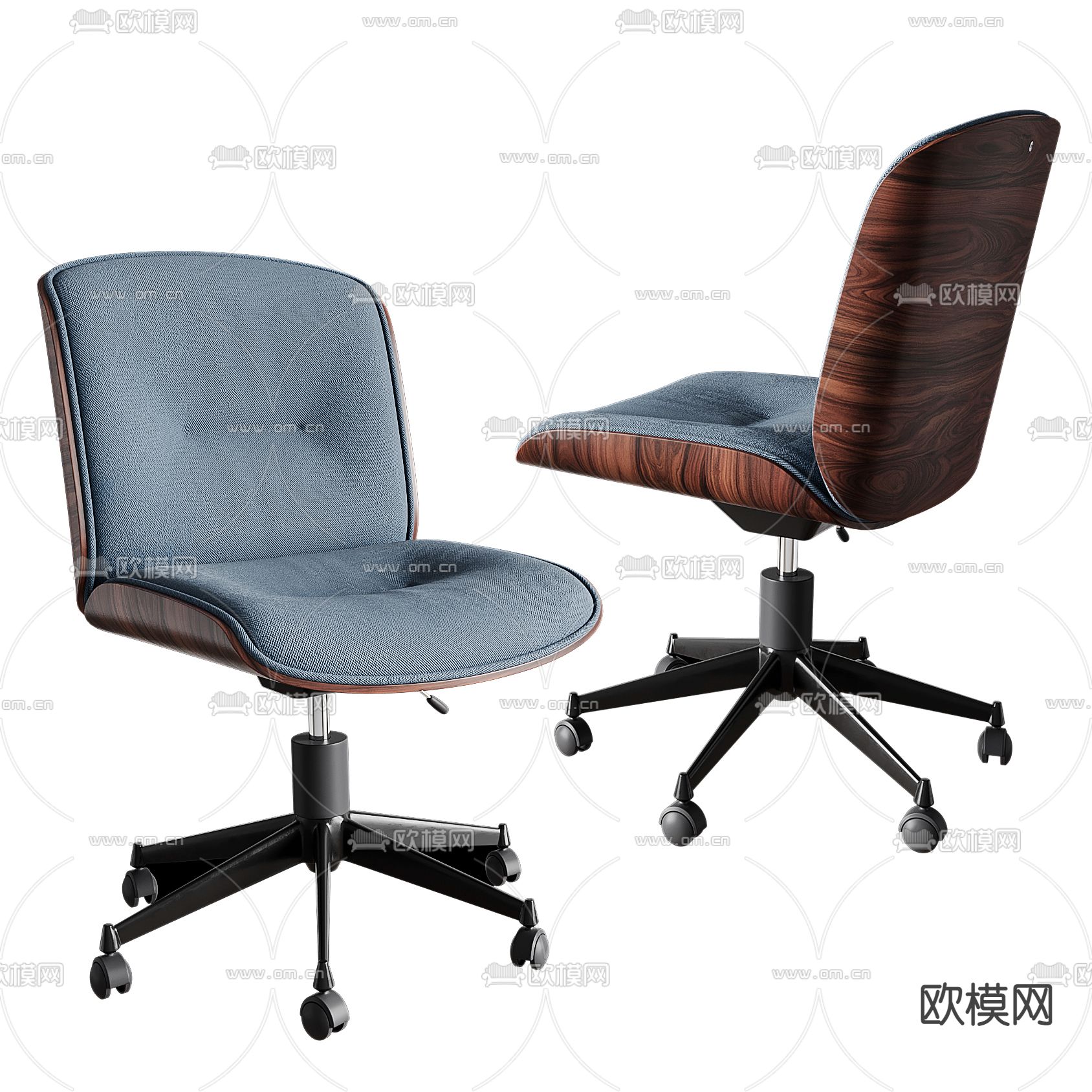 现代布艺办公转椅3d模型下载