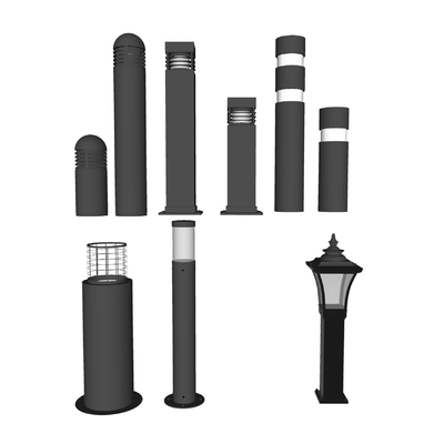  现代庭院灯su模型 