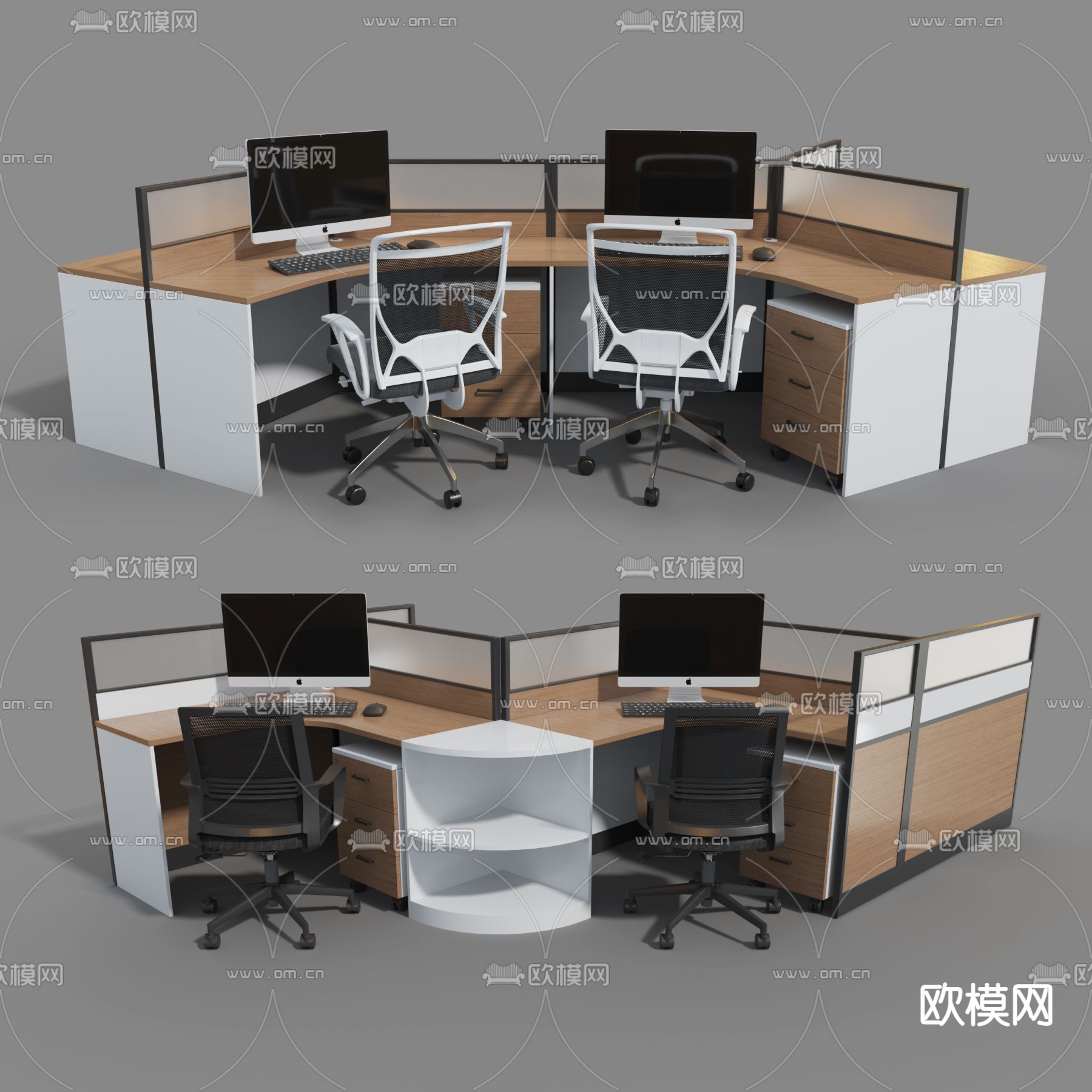 现代办公桌椅su模型下载（渲染图1）