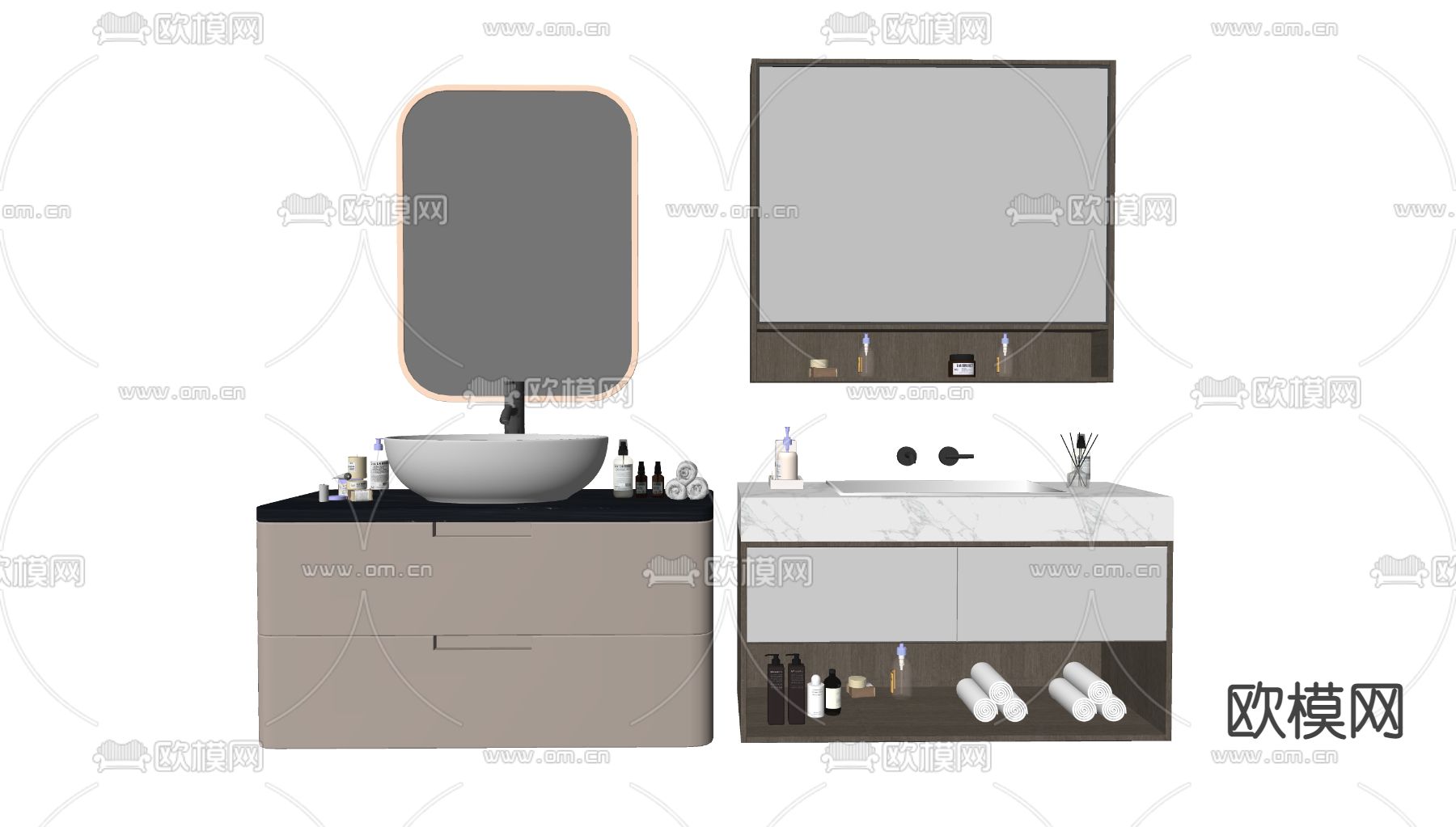 现代洗手台su模型下载