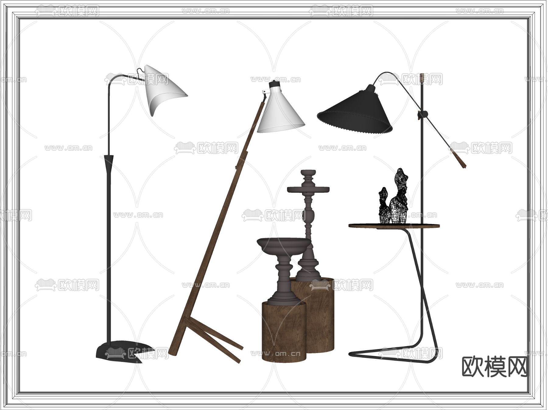 侘寂风落地灯su模型下载
