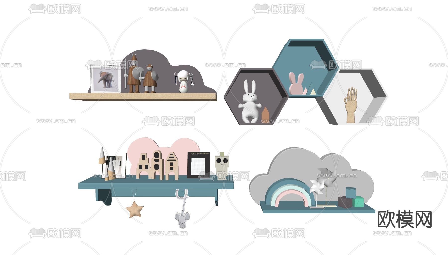 现代儿童卡通装饰架su模型下载
