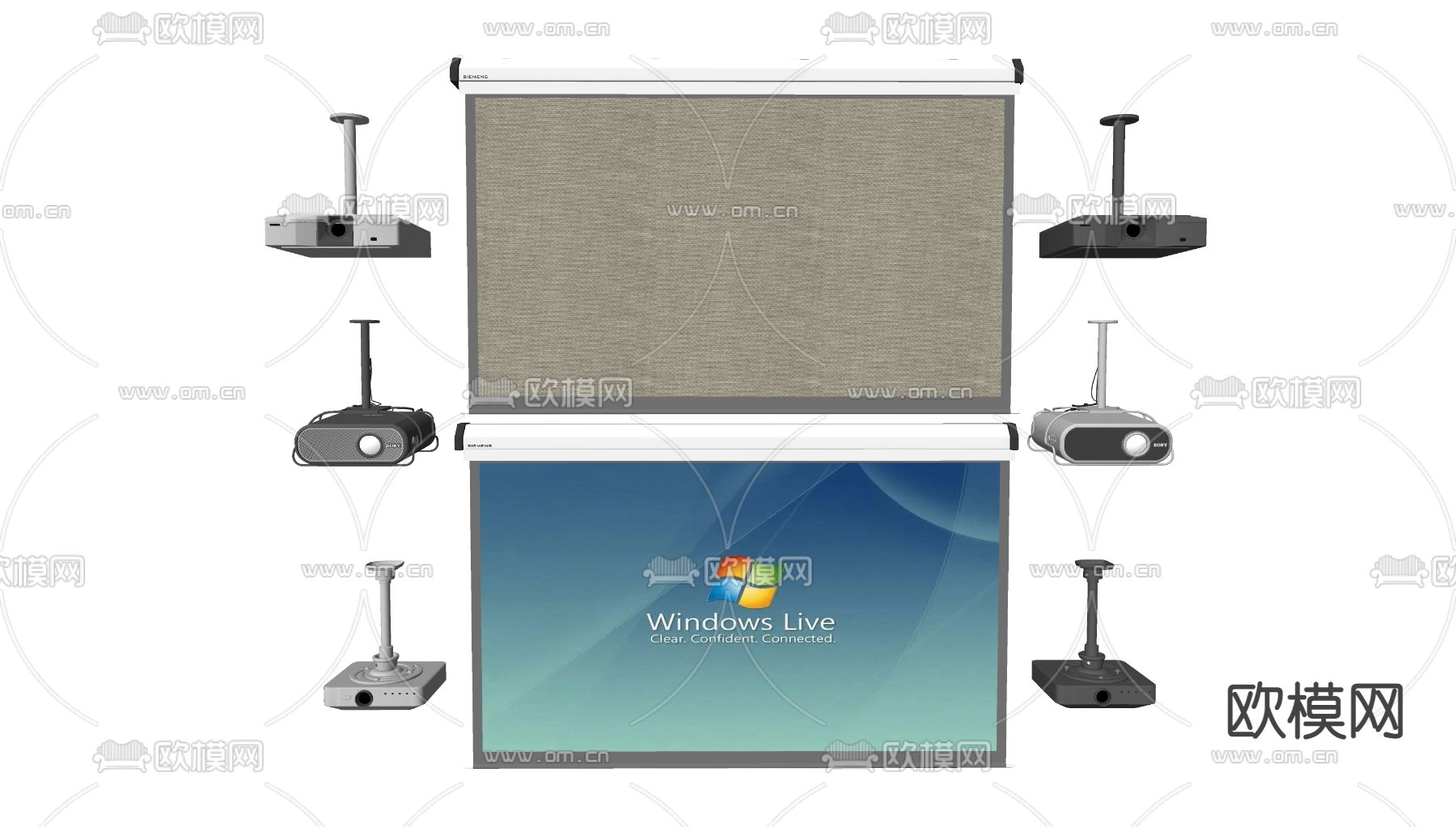 现代投影仪幕布su模型下载