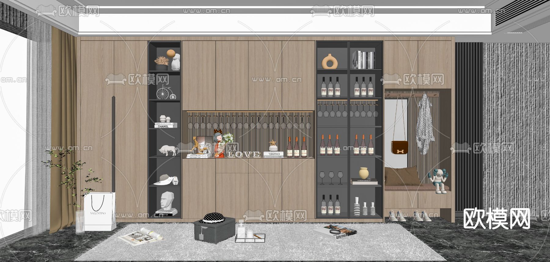 现代酒柜su模型