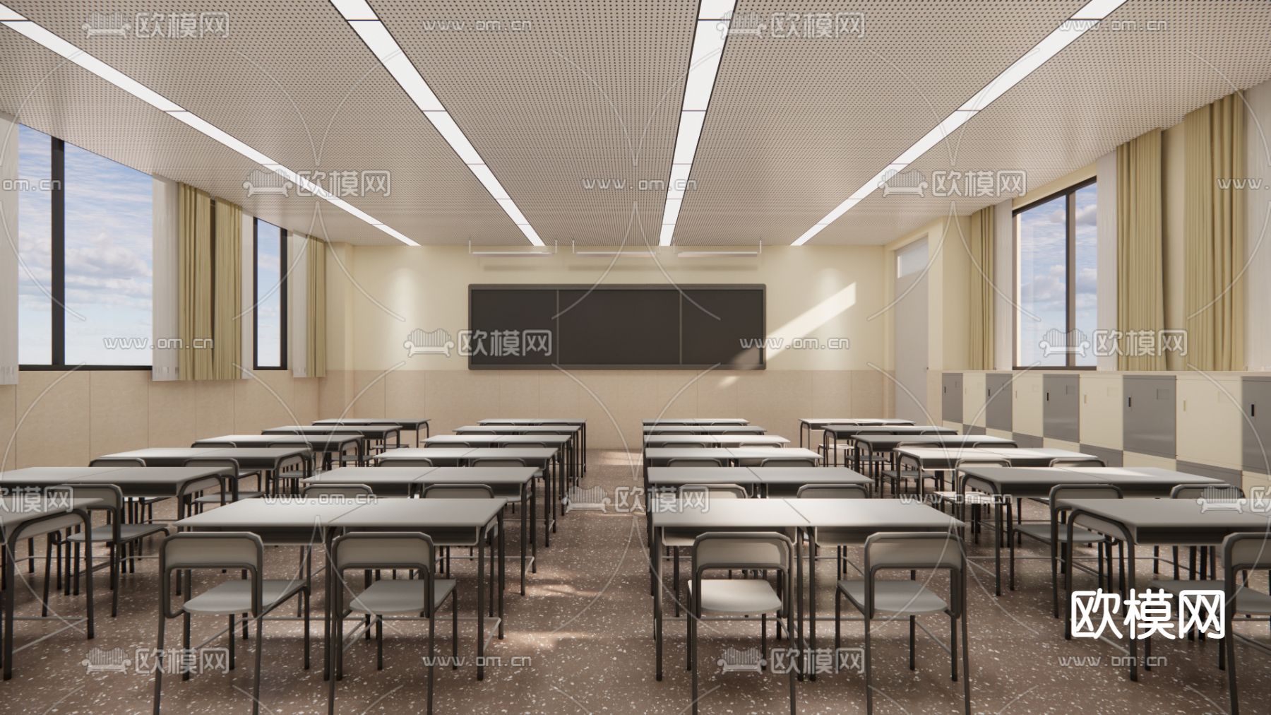 现代学校教室su模型下载_ID11854347_sketchup模型下载-欧模网