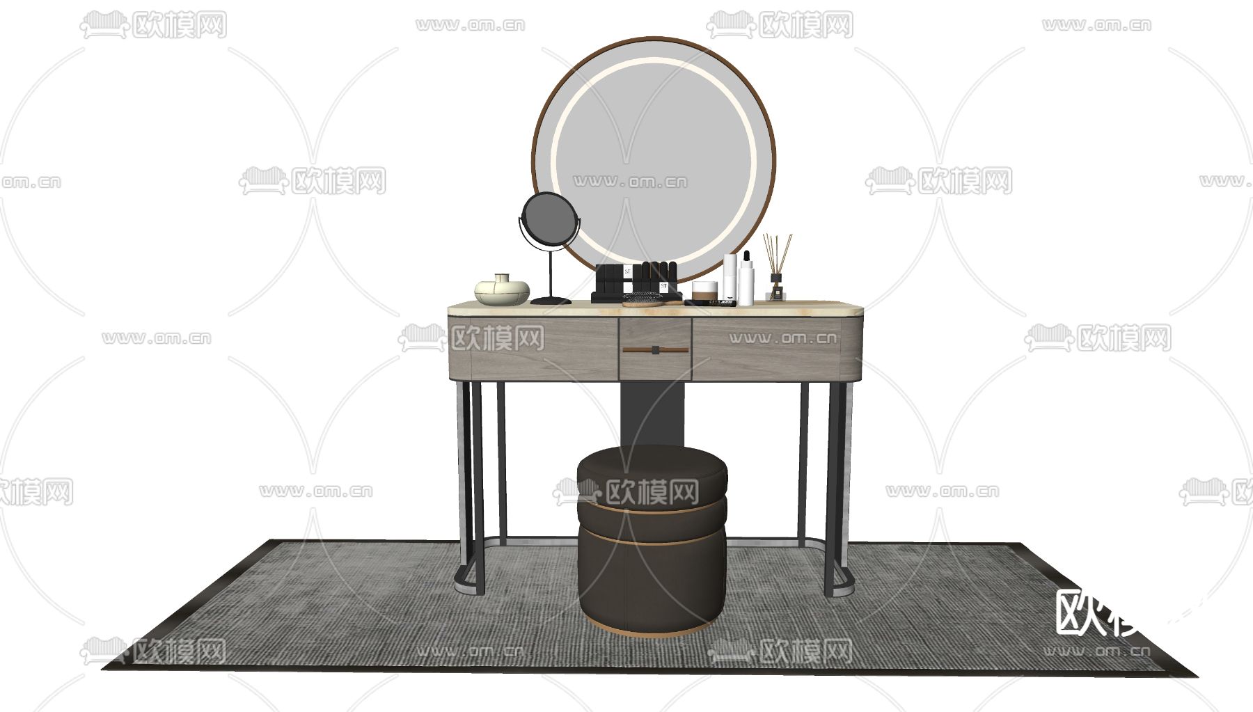 现代轻奢梳妆台su模型下载