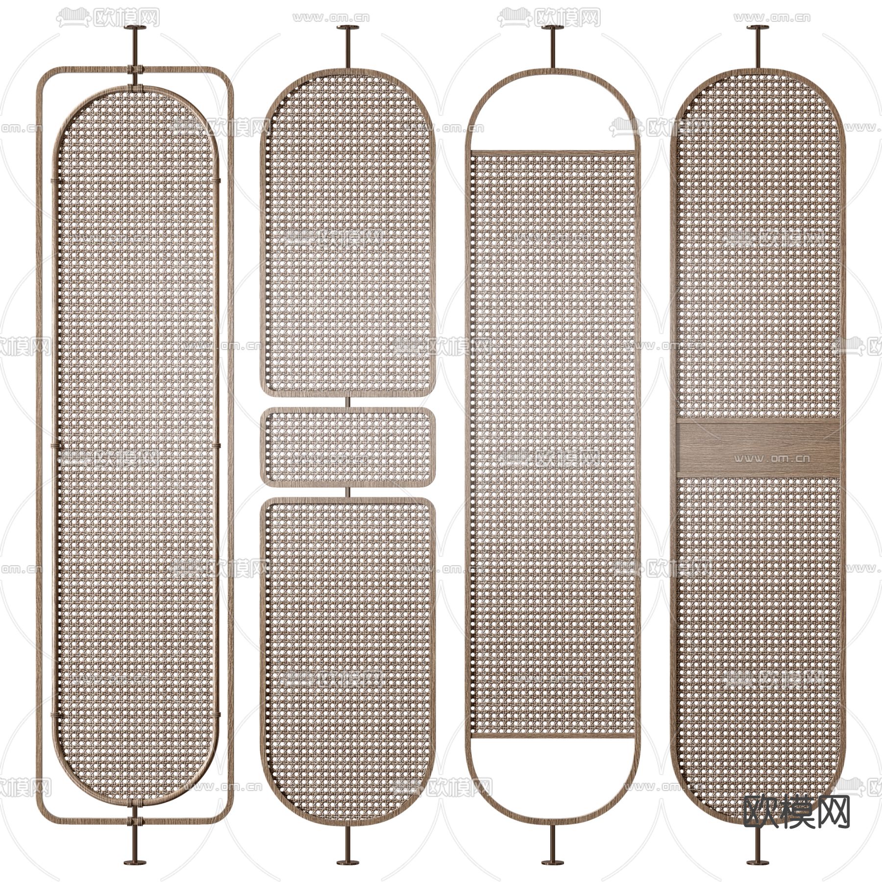侘寂风藤编隔断屏风3d模型下载