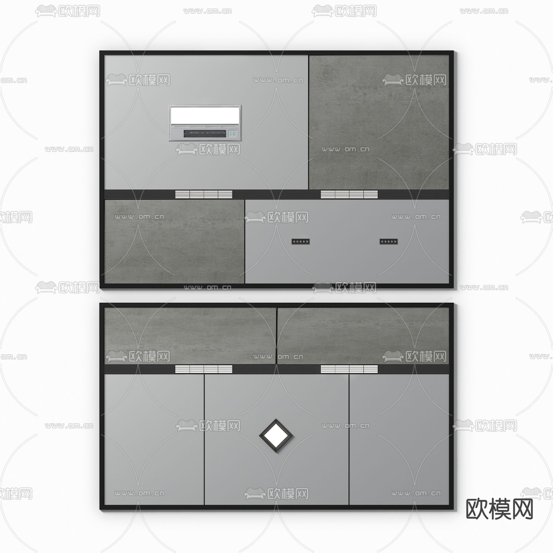 现代铝扣天花3d模型