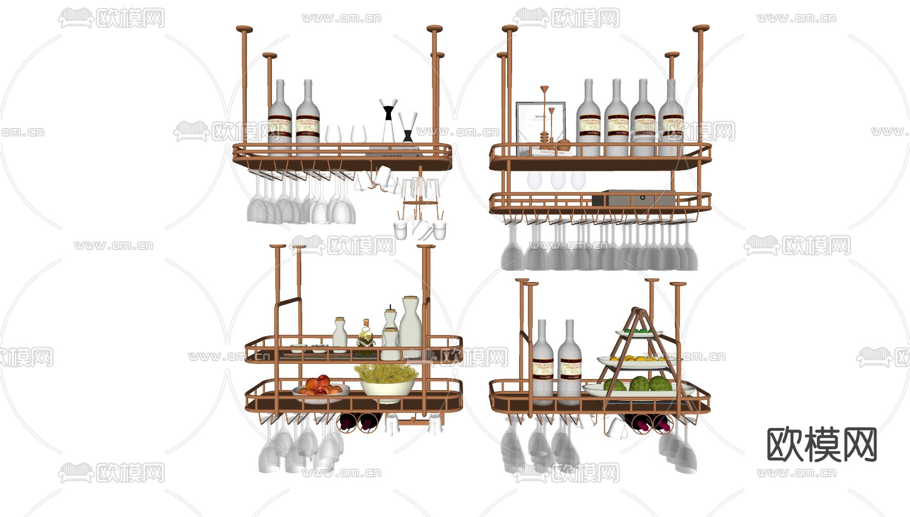 现代壁挂式酒架su模型下载