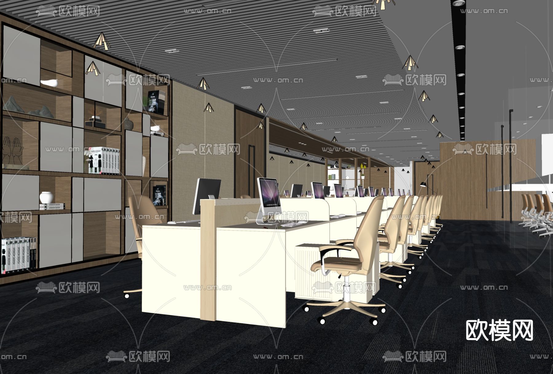 现代办公区su模型