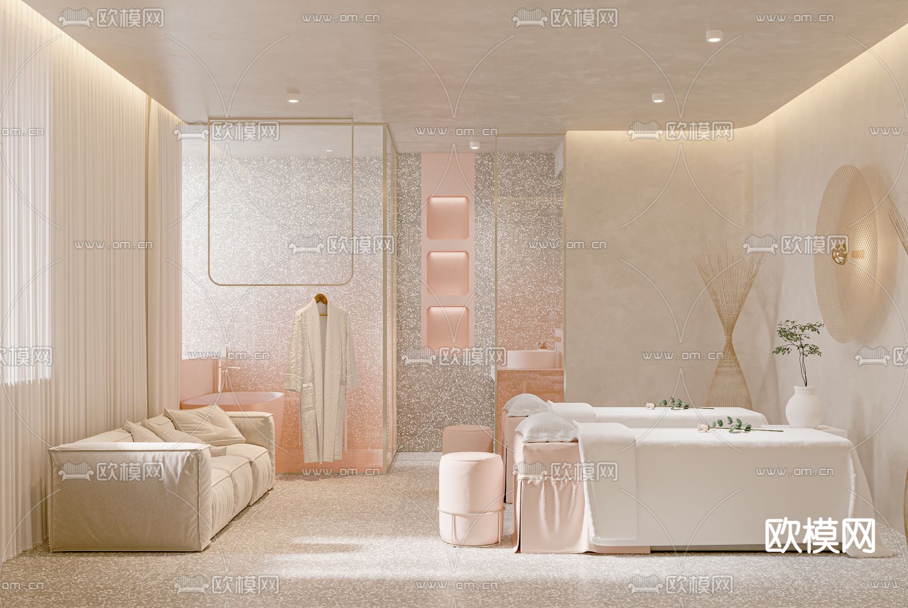 现代SPA护理间3d模型下载（渲染图1）