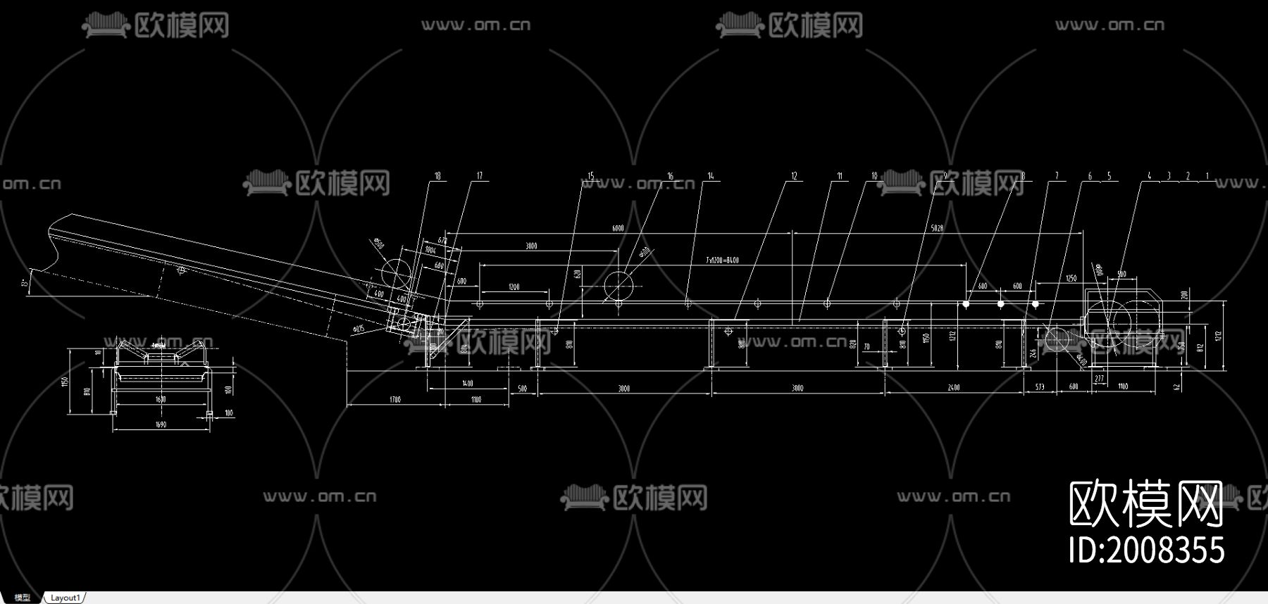 带式输送机设计节点大样下载（渲染图2）