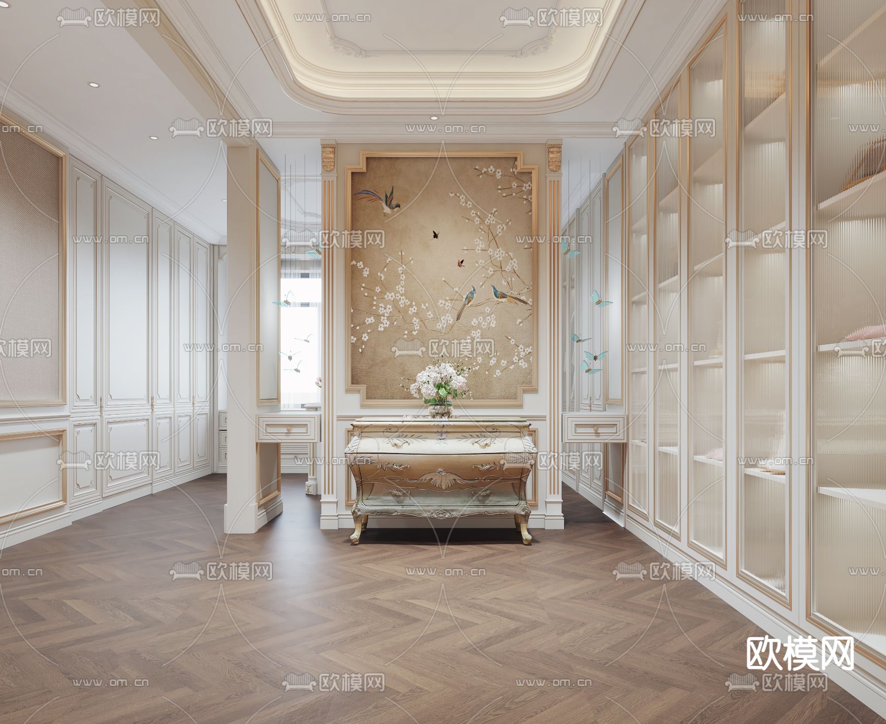 欧式轻奢卧室主人房3d模型下载（渲染图4）