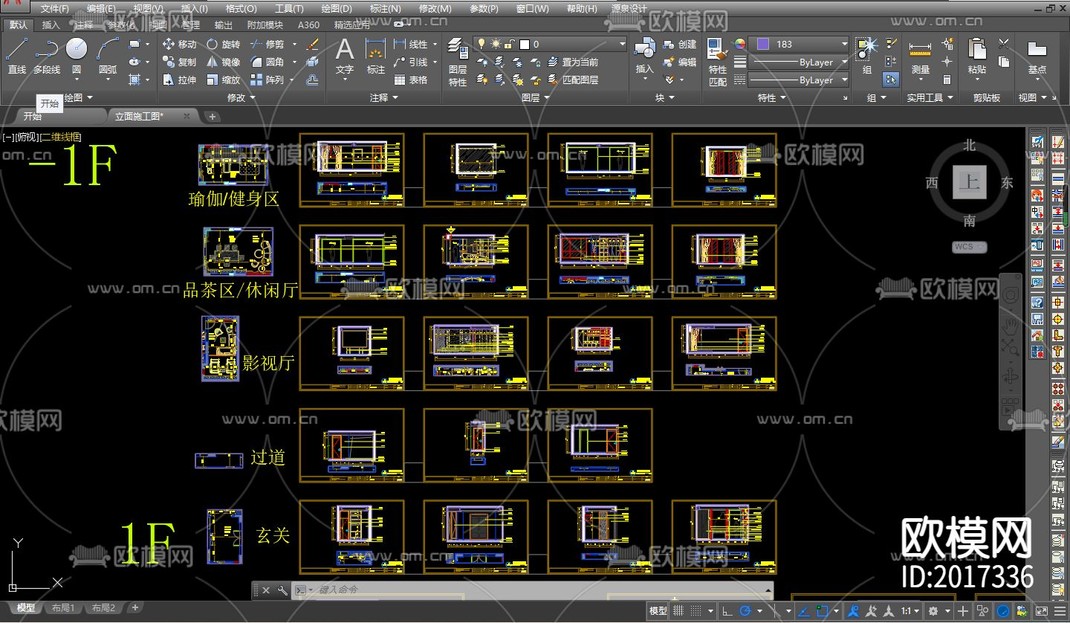 别墅cad平面布置图-免费3dmax模型库-欧模网