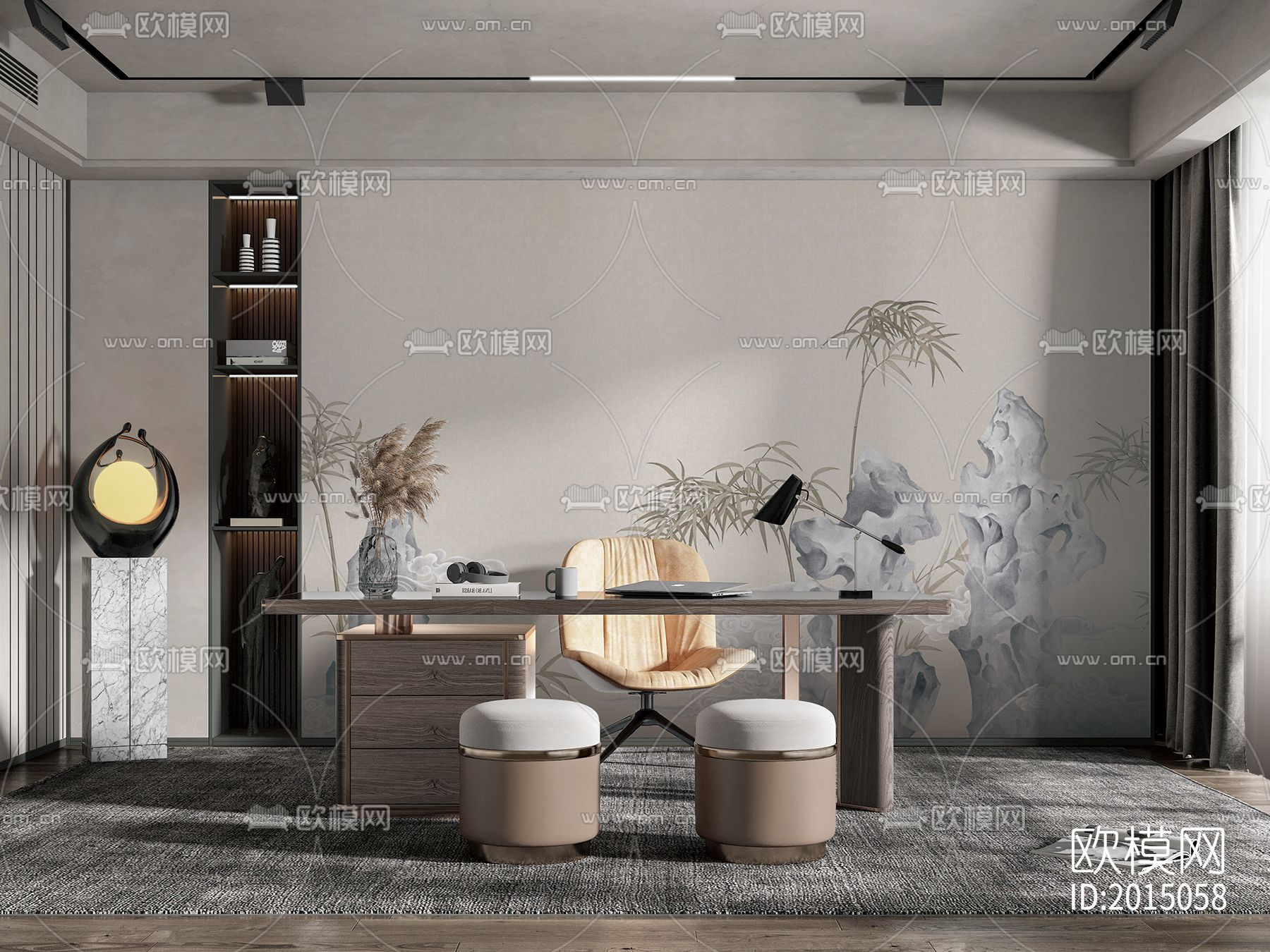 新中式竹林壁纸下载（渲染图5）