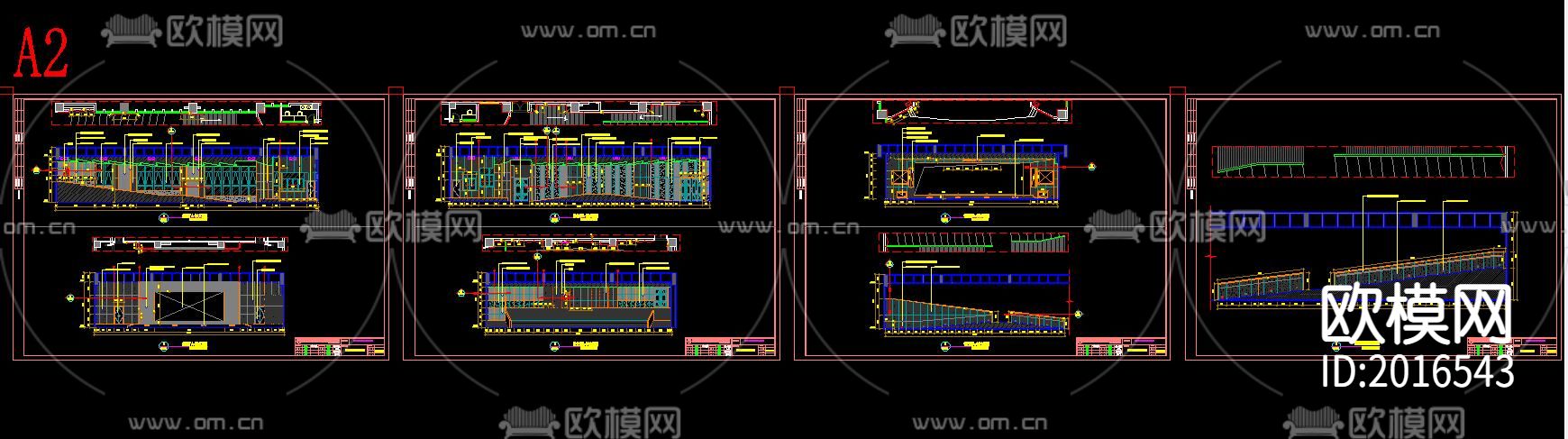 学校阶梯教室礼堂cad施工图下载（渲染图3）