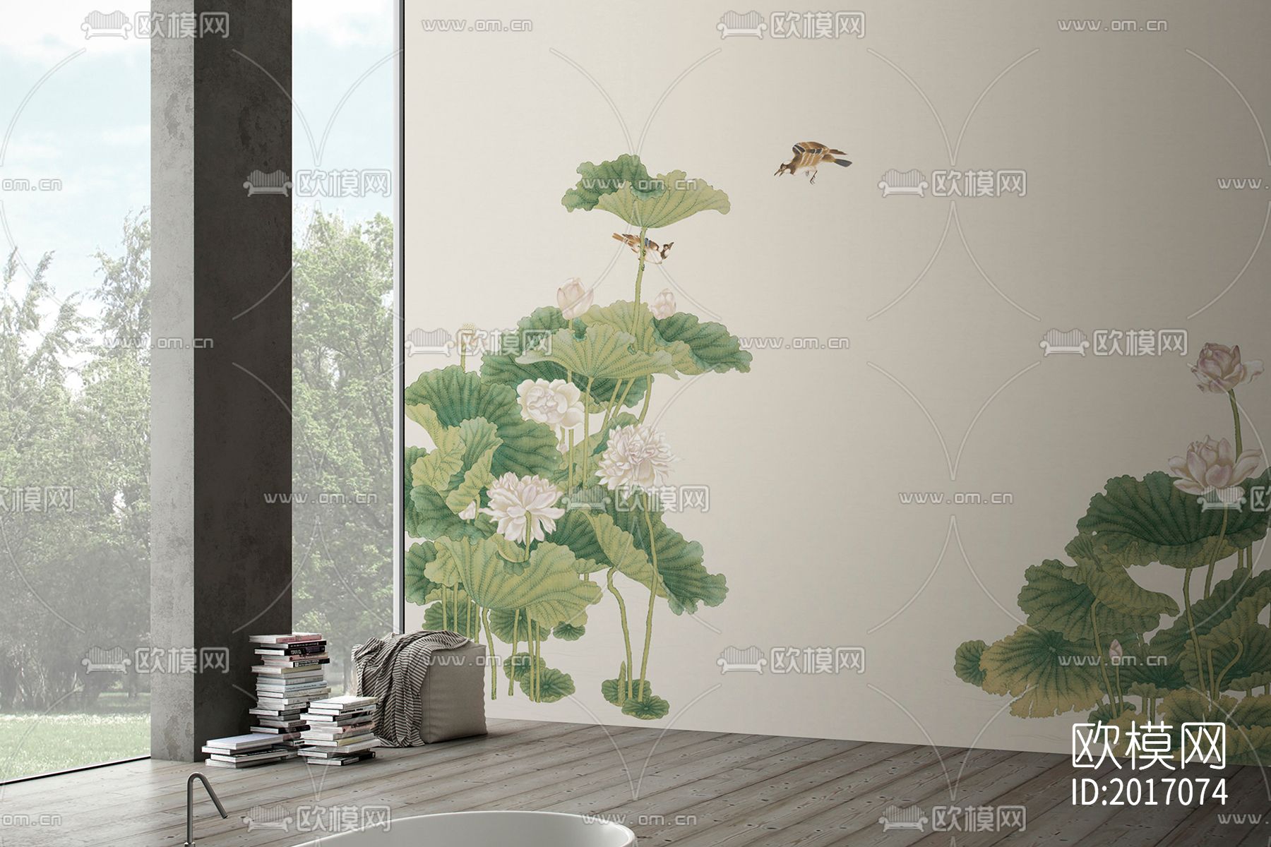 新中式荷花莲花壁纸下载（渲染图5）