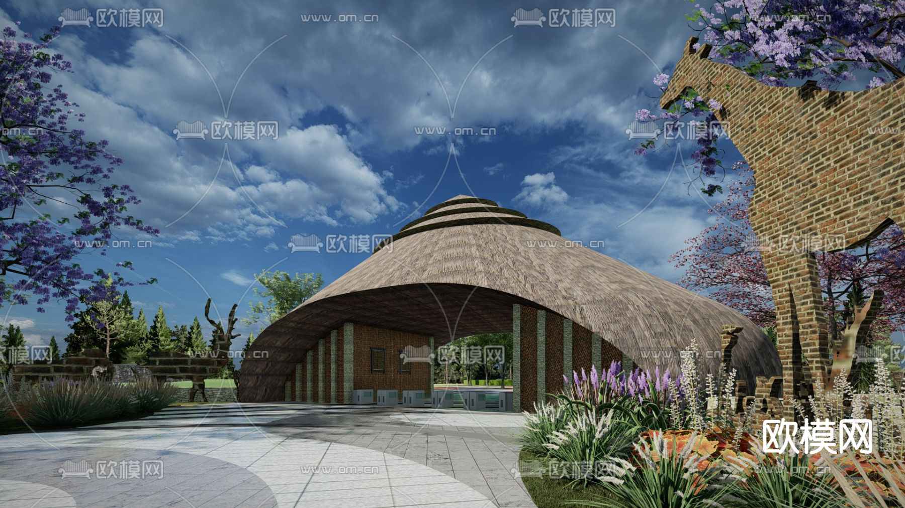 现代儿童游乐区su模型下载（渲染图1）