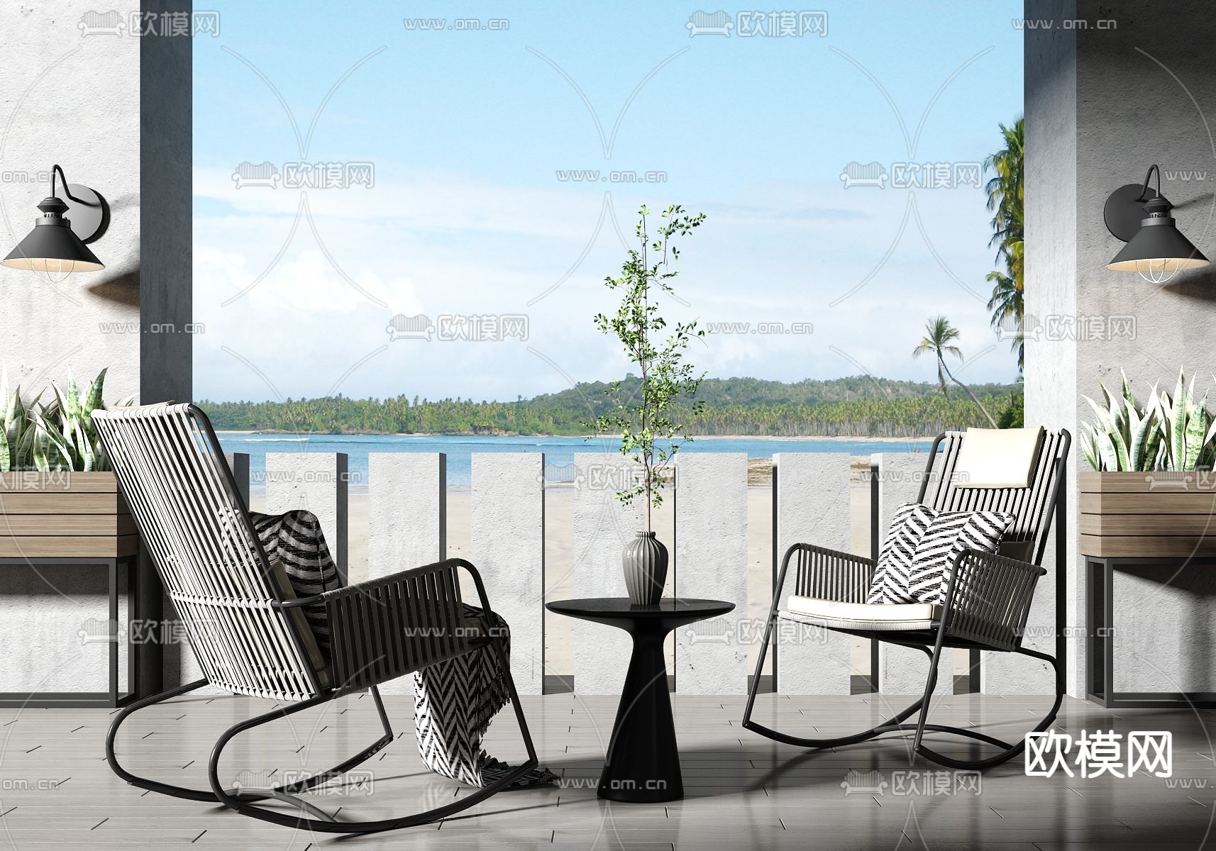 现代户外休闲摇椅3d模型下载